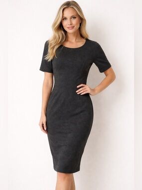 Hazel Mae Dark Gray Midi Dress